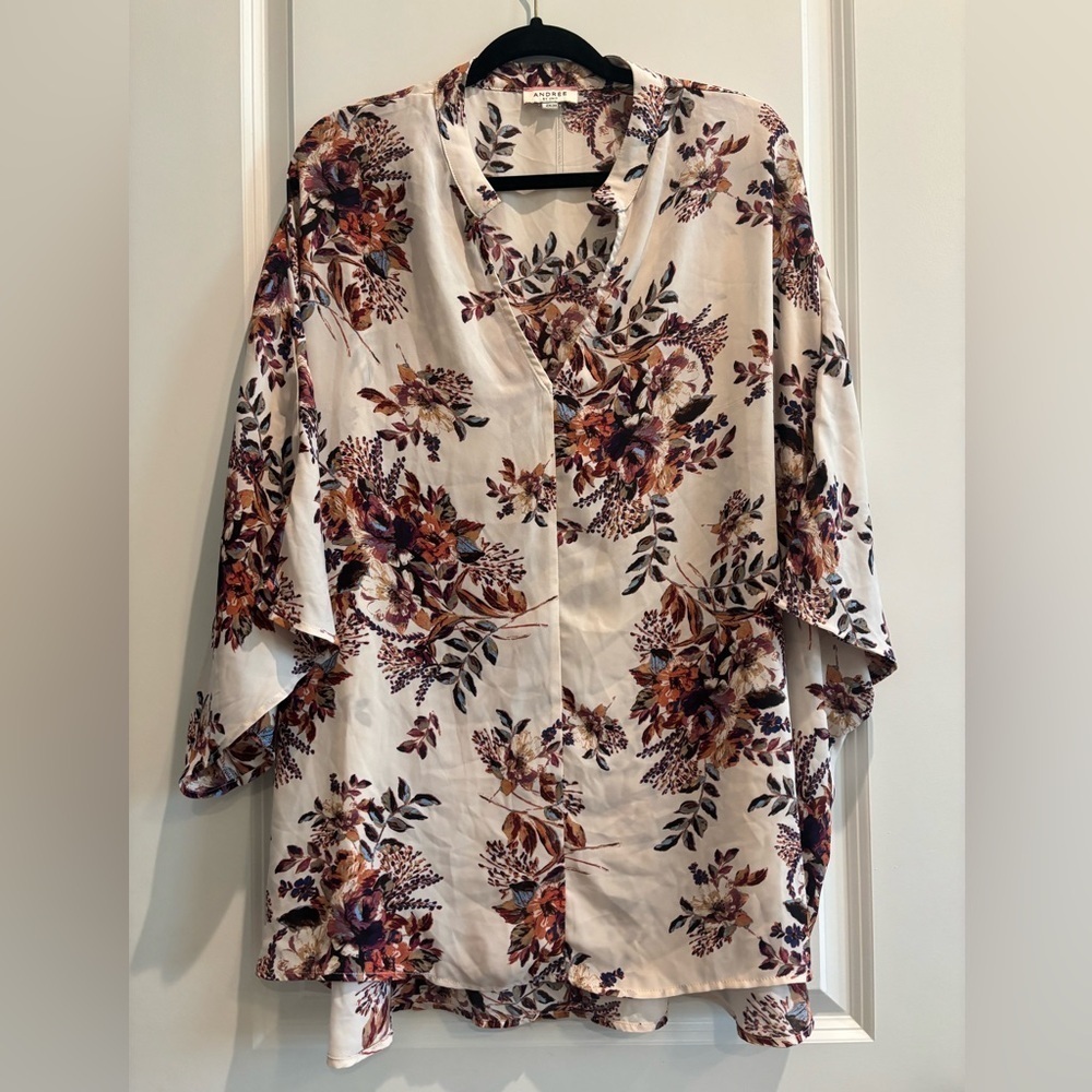 Andrée by Unit Floral Boho Blouse Plus Size 2X/3X NWOT